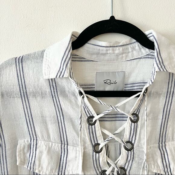 Rails Matea Lace-Up Blouse in Flamenco Stripe - Picture 4 of 8